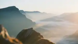 Misty Mountains in Early Morning Light