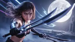 Moonlit Assassin Girl With Twin Blades