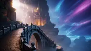 Moonlit Bridge Leading to Hidden Temple