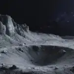 Moonlit Crater Valley Under Clear Sky
