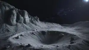 Moonlit Crater Valley Under Clear Sky