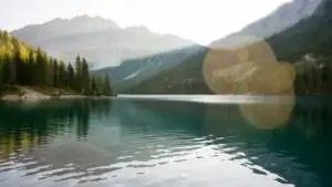 Mountain Lake With Deep Green Water