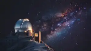 Mountain Observatory Under Clear Starry Sky
