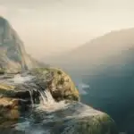 Mountain River Cutting Through Rocks