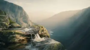 Mountain River Cutting Through Rocks