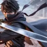 Mysterious Anime Swordsman In Dark Stance
