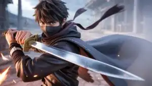 Mysterious Anime Swordsman In Dark Stance