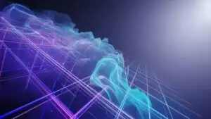 Neon Fog Mist Spreading Across Digital Grid