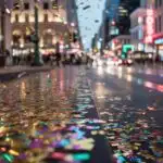 New Year City Street Covered in Confetti
