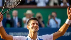 Novak Djokovic Smiling After Winning a Match
