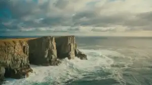 Ocean Cliffs With Strong Wind