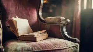 Old Book Left Open on Chair