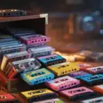 Old Cassette Storage Box Filled With Colorful Tapes