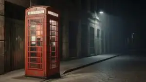 Old Phone Booth in Empty Street
