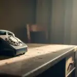 Old Phone on Empty Desk