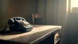Old Phone on Empty Desk
