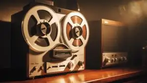 Old Tape Recorder With Spinning Reels