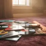 Old Vinyl Collection Spread on Carpet Floor