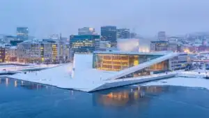 Oslo Opera House Snowy Evening