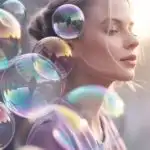 Pastel Soap Bubbles Floating in Golden Light