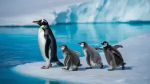 Penguins Walking On Ice
