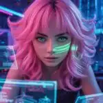 Pink-Haired Hacker Girl At Midnight