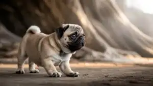 Playful Little Pug Rolling