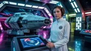 Princess Leia in Rebel Command Neon Room