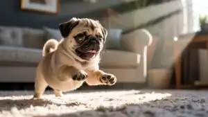 Pug Puppy Rolling on the Carpet