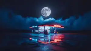 Quiet Gas Station at Night