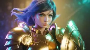 Radiant Golden Armor Anime Valkyrie Fantasy Knight
