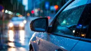 Rain Drops on Car Mirror
