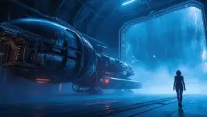Ripley Walking Through Atmospheric Alien Hangar
