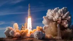 Rocket Engine Flames During Takeoff