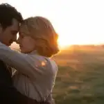 Romantic Pose in Foggy Morning Field