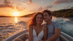 Romantic Sunset Boat Ride on Warm Summer Evening