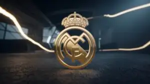 Royal Gold Real Madrid Badge on Cinematic Black