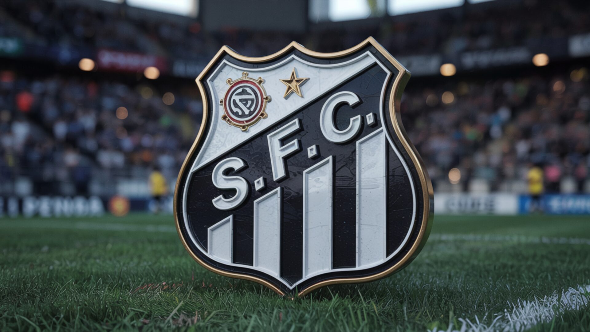  Santos FC Classic Black White Crest 4K Wallpaper