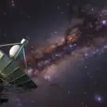 Satellite Dish Aiming at Night Sky