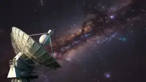 Satellite Dish Aiming at Night Sky