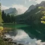 Secluded Forest Lake Beneath Majestic Peaks
