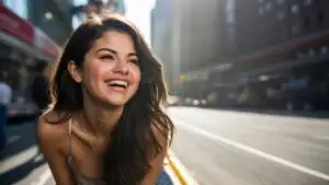 Selena Gomez Laughing in Street