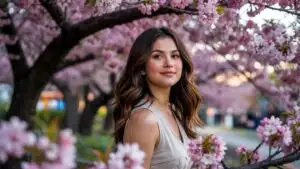 Selena Gomez Under Sakura Trees