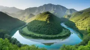 Serene River Bend Panorama