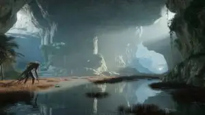 Shadow Creature in Foggy Swamp