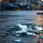 Shattered Glass on Concrete Floor
