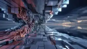 Shattered Pixel Blocks Breaking Into Digital Noise
