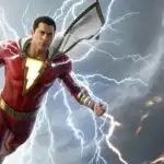 Shazam Floating in Electric Sci-Fi Storm