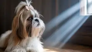 Shih Tzu Dog with Cute Hair Tie
