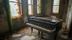 Soft Light Over Abandoned Piano